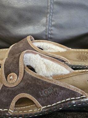 UGG Brown Suede Shearling-Lined Slide